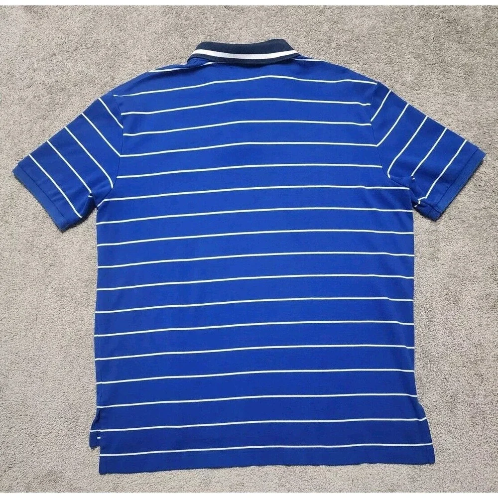 Vintage Polo‎ Ralph Lauren Pique Polo Shirt Mens XL Blue Striped RL Polo Logo